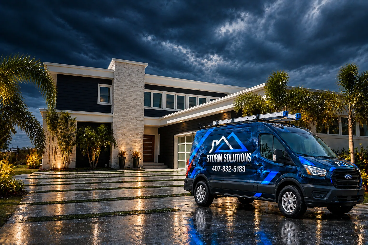 Storm solutions wrapped van, Sanford Home